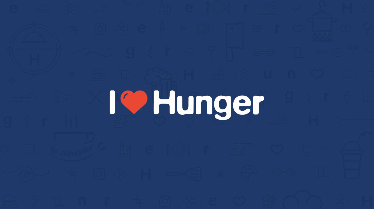 The Hunger marka videosu, "I Love Hunger" logo animasyonu sahnesi, lacivert fon üzerinde, Ankara video prodüksiyon Şems Erik